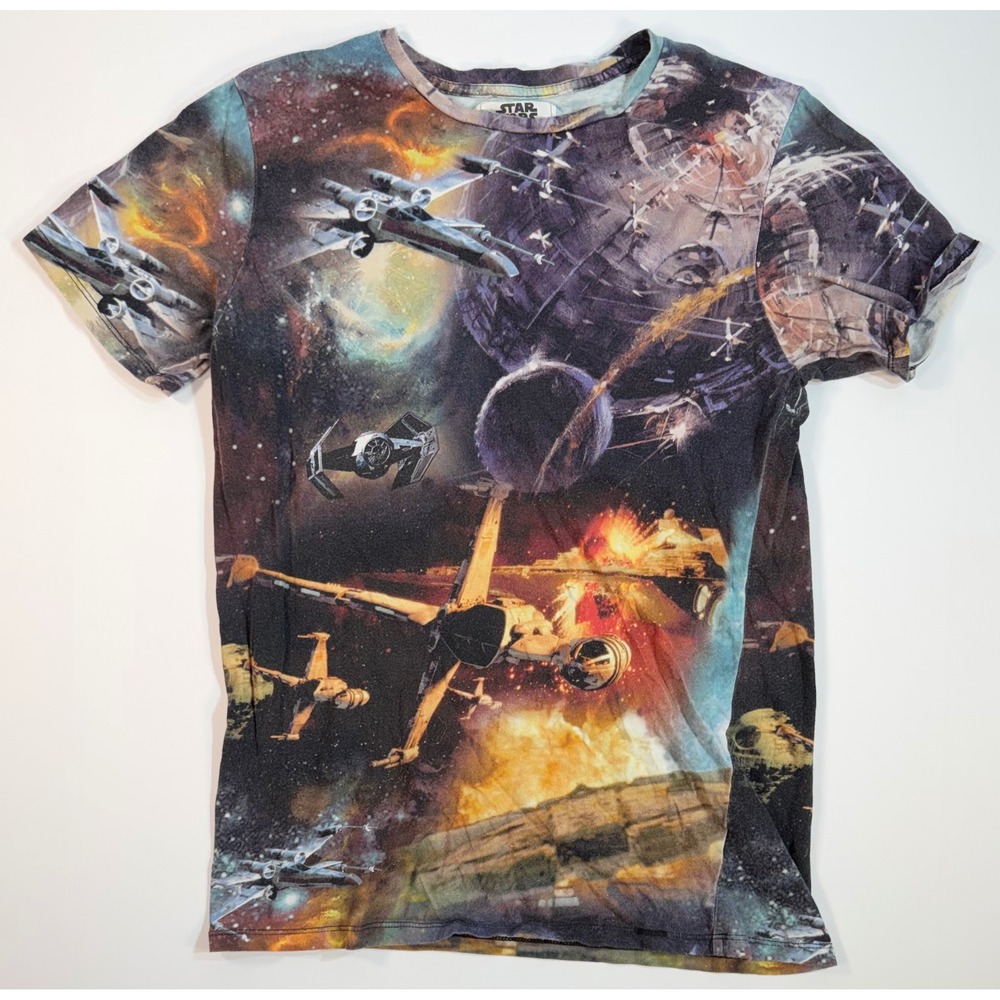 Star Wars x On The Byas All Over Print Space Battle T-Shirt Mens Small X-Wing TI